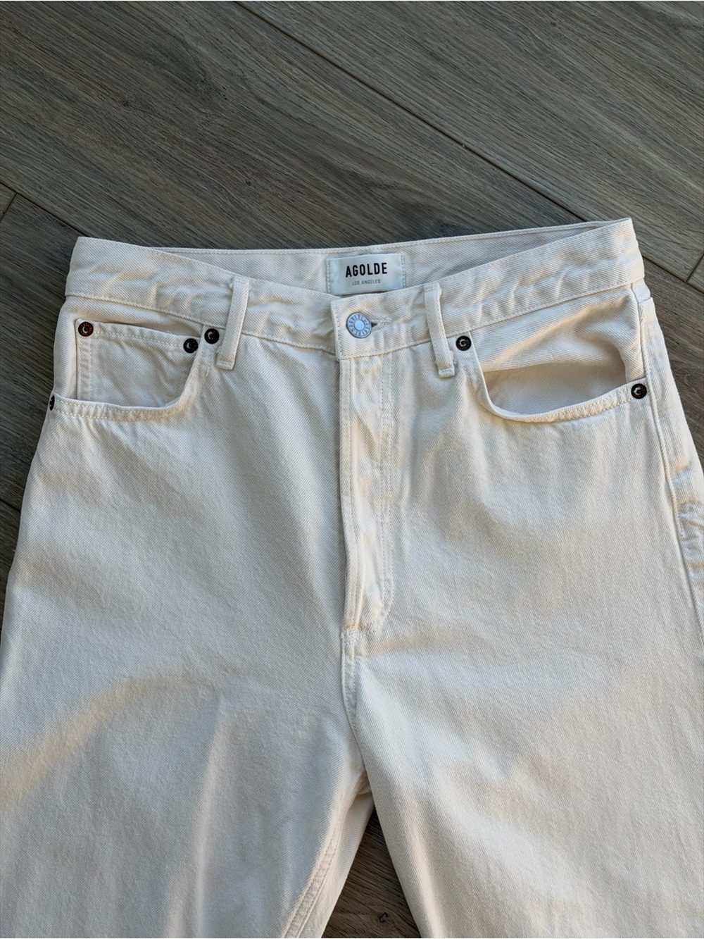 AGOLDE 90’s Pinch Waist Straight Leg Jeans Drum Ivory Size 28